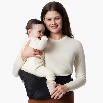 Momcozy Hüftsitz-Babytrage, Originaler 3D-Bauchschutz & EVA-Massageplatte, Trage