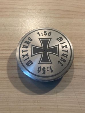 Tankdeckel Alu matt 40 mm 1:50 Mixture für original Simson Moped S50, 51, r51