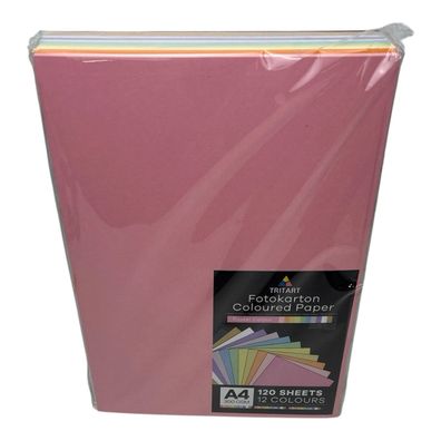 Tritart Fotokarton Pastel DIN A4 300gsm 120 Blatt 12 Pastellfarben Bastelpapier