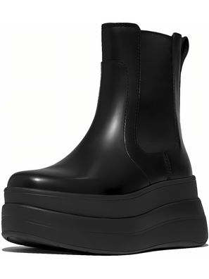 FitFlop Damen Stiefel F-Mode Stack Leather Chelsea Boots E2J