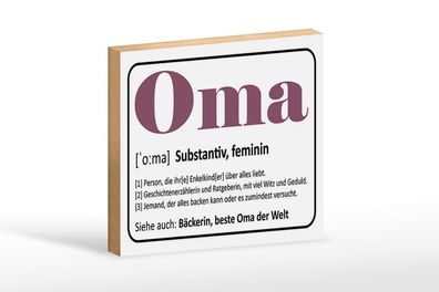 Holzschild Oma Bäckerin beste Oma Welt, 3 vers Größen, Spruch