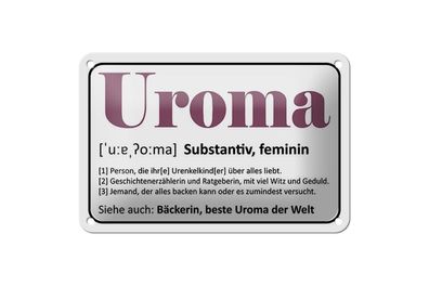 Blechschild Uroma Bäckerin beste Uroma Welt, 3 vers. Größen Spruch