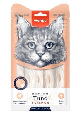 WANPY für Katzen Creamy Treat TUNA & SALMON 70 g Thunfisch und Lachs