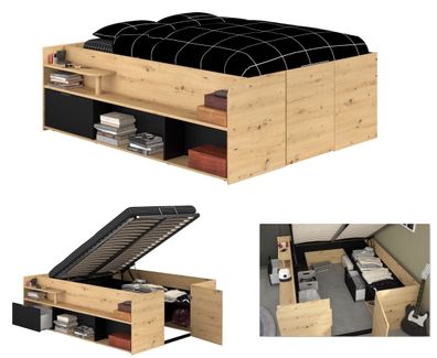 Stauraum-Hochbett Parisot "Travel" Artisan Eiche