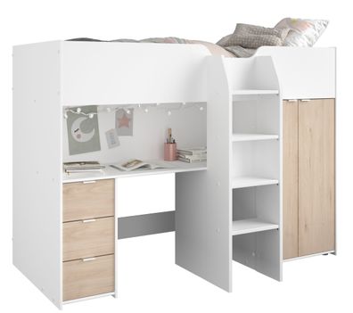 Parisot Hochbett Tom mit Schreibtisch, Schubkästen & Schrank