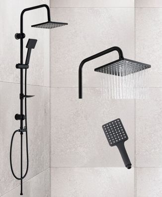 Schwarzes Duschsystem Set mit Kopf- & Handbrause