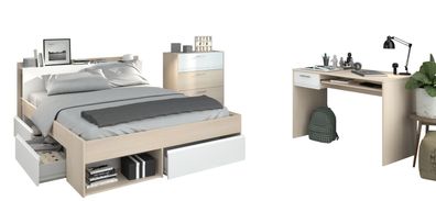 Most 60 Jugendzimmer 3-tlg: Bett 60 cm, Tisch Kleiderschrank