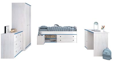 Smoozy 36 Parisot Kinderzimmer 5-tlg: Bett, Schrank Kommoden