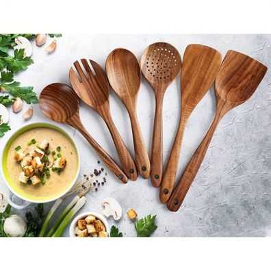 6-tlg. Holz-Kochutensilien-Set für jede Küche