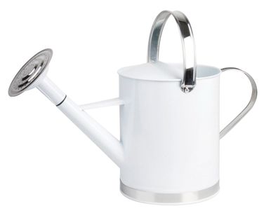 Esschert Design Gießkanne 5 Liter Landhaus Kanne Stil weiß silber Zink Metall