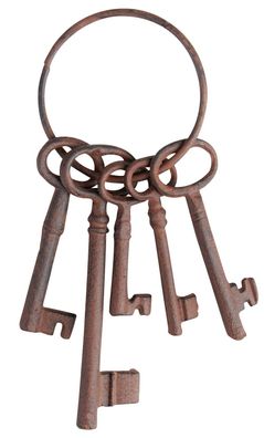 Esschert Design Schlüsselbund 5 Schlüssel Deko rötlichem Gusseisen 21 cm