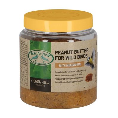 Esschert Design Erdnussbutter mit Mehlwürmern im PET Becher für Wild Vögel