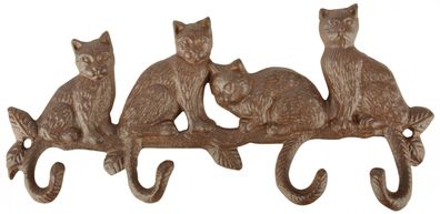 Rustikaler Garderobenhaken Katzenschwanz aus Gusseisen im Landhausstil braun