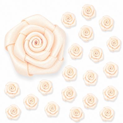 Satinrosen 2cm zum Basteln & Aufnähen 20 Stück Champagner
