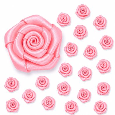 Satinrosen 2cm zum Basteln & Aufnähen 20 Stück Hellrosa