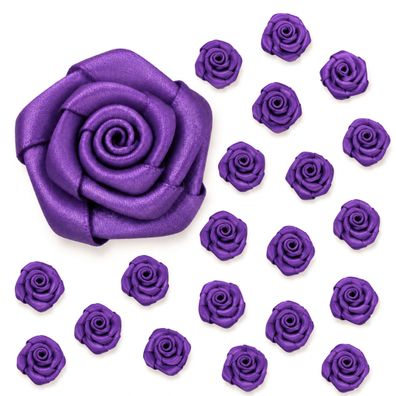 Satinrosen 2cm zum Basteln & Aufnähen 20 Stück Lila