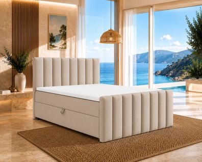 Best For Home Boxspringbett mit Bettkasten Matratze Topper Polsterbett Komfort Design