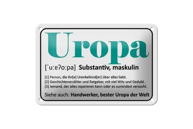 Blechschild Uropa Handwerker bester Uropa, 3 vers. Größen Spruch
