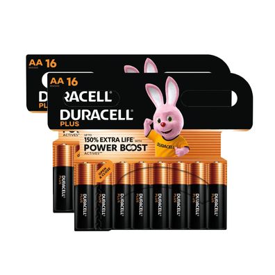 32x Duracell Plus AA Mignon Alkaline Power Boost Batterien 1,5V MN1500 LR6