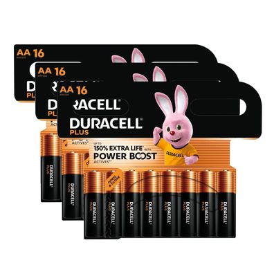 48x Duracell Plus AA Mignon Alkaline Power Boost Batterien 1,5V MN1500 LR6