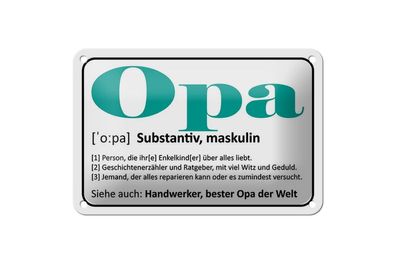 Blechschild Opa Handwerker bester Opa Welt, 3 vers. Größen Spruch