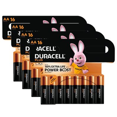 64x Duracell Plus AA Mignon Alkaline Power Boost Batterien 1,5V MN1500 LR6