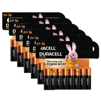 96x Duracell Plus AA Mignon Alkaline Power Boost Batterien 1,5V MN1500 LR6