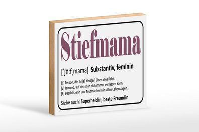 Holzschild Stiefmama Superheldin Freundin, 3 vers Größen, Spruch