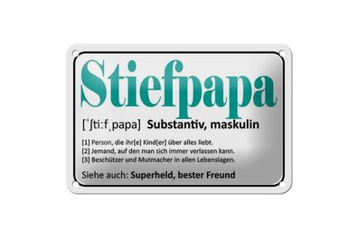 Blechschild Stiefpapa Superheld Freund, 3 vers. Größen Spruch