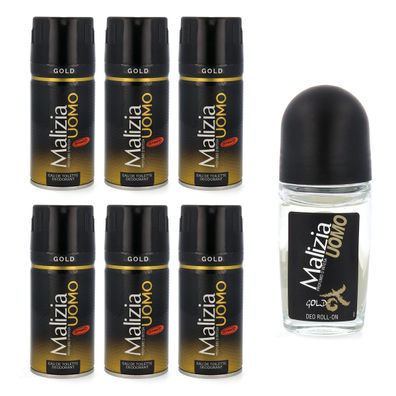 Malizia Uomo Gold deo EdT 6x 150ml + deoroller 50 ml