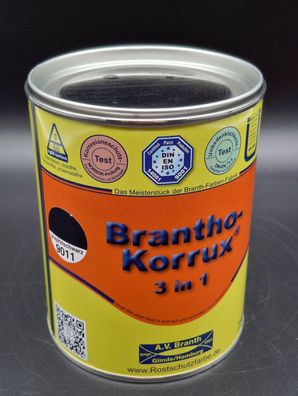 Brantho Korrux 3in1 Rostschutz 750ml RAL 9011 graphitschwarz Metallschutzfarbe