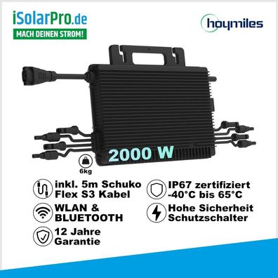 2000W Hoymiles HMS-2000-4WB WiFi · Mikro-Wechselrichter · 4 MPPT · WLAN & Bluetooth