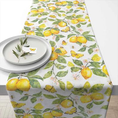 Ambiente, Tischdecke, Tischläufer, Dekoration, Tisch, Deko, Heimtextilien, Zitrone