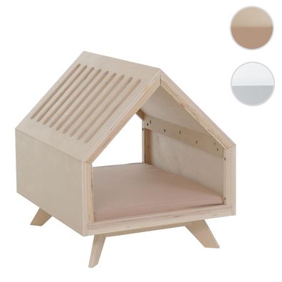 Schlafhütte HWC-Q65, für Haustiere Katzen-/Hundebett Kissen Holz MVG 58x50x60cm
