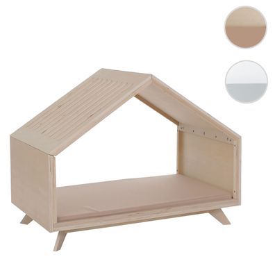 Schlafhütte HWC-Q65, für Haustiere Katzen-/Hundebett Kissen Holz FSC® 80x100x60cm