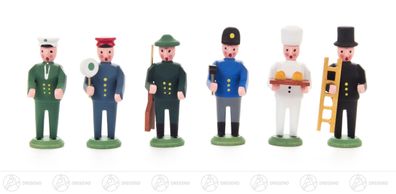 Miniatur Berufsgruppe Satz 1 (6) H=ca 3,5 cm NEU Erzgebirge Weihnachtsfigur