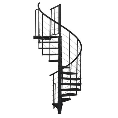 Minka Ausenspindeltreppe Spino Zink Color 38 - 305,5cm Geschosshoehe Schwarz 160cm D