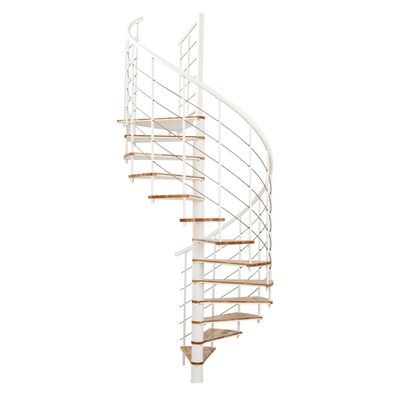 Minka Spindeltreppe Fusion 37 - 295cm Geschosshoehe Buche Weis 120cm Durchmesser