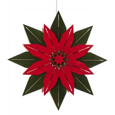 Weihnachtsstern grün-rot mit elektrischer Beleuchtung BxHxT 30x30x6cm NEU