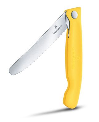 Swiss Classic, Picknick Messer, 11cm, Wellen, gelb, Box