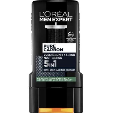 L'Oréal Duschgel Pure Carbon mit Karbon, Multi Action 5in1, 250 ml