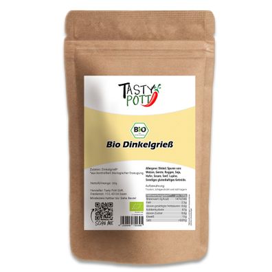 Tasty Pott Bio Dinkelgrieß – im Beutel