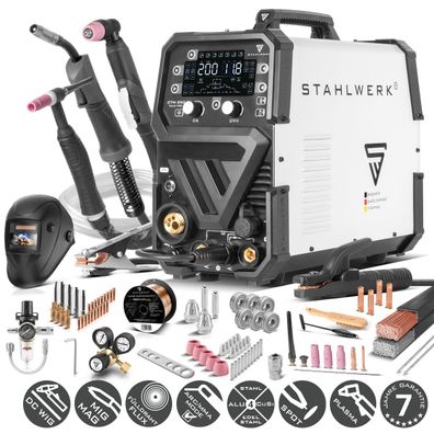 Stahlwerk 6-in-1 Schweißgerät CTM-250 PULS Pro Vollausstattung 200 A WIG MIG MAG FLUX