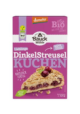 3x Bauck Mühle Dinkel Streuselkuchen Demeter 425g