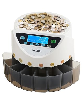 VEVOR Euro-Ménzsortierer Ménzzählmaschine 8 Arten bis 850 Ménzen LCD Grau