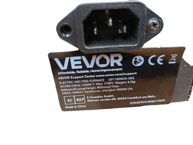 VEVOR Goldschmelzofen 1350W 1150Â°C 3kg Keramiktiegel digital Defekt