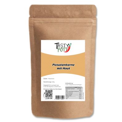 Tasty Pott Pistazienkerne, mit Haut - ohne Schale - im Beutel