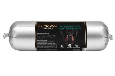 BARF Wurst getreidefrei 90% Wild PUR mit Reis & Grünlippmuschel, Lebensmittelqualität