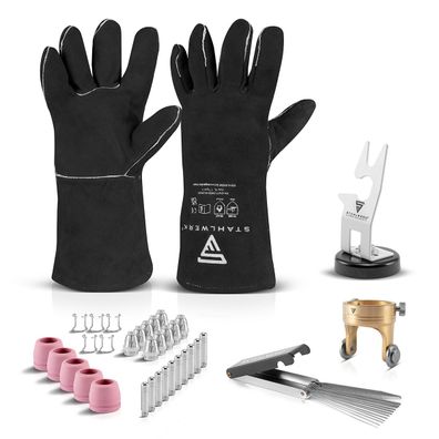 Stahlwerk Plasma Set P60 Brennerhalter Führungsrolle Schutzhandschuhe