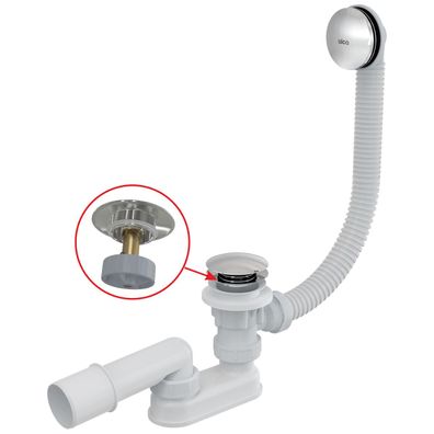 Alcadrain Badewannen-Ab- und Überlaufgarnitur CLICK/CLACK, Metall 100 cm